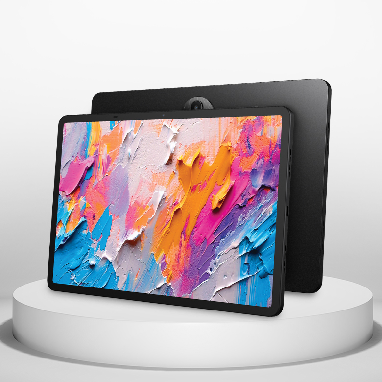 tablette exposée sur un piédestal