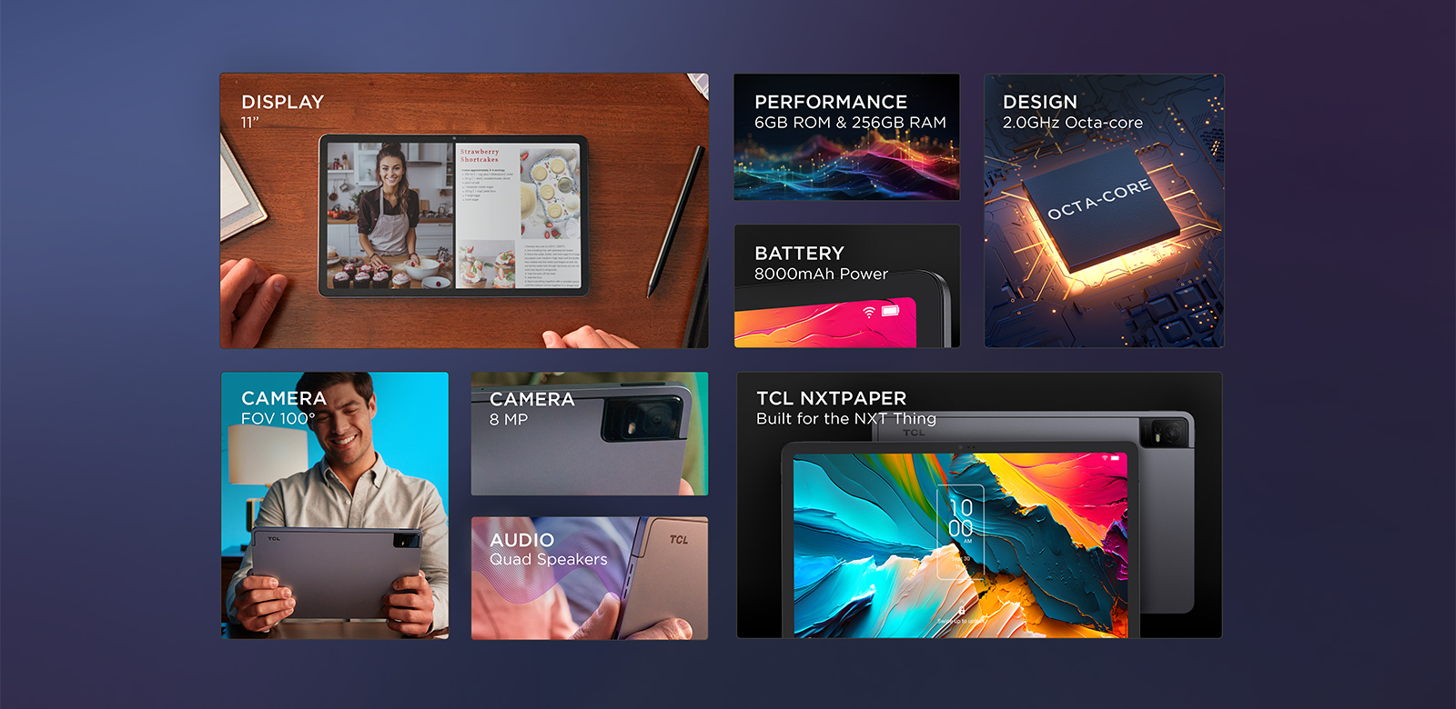 collage of tablet key features