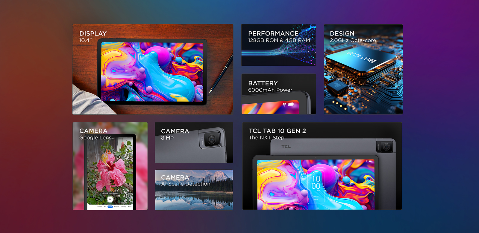 collage of tablet key features