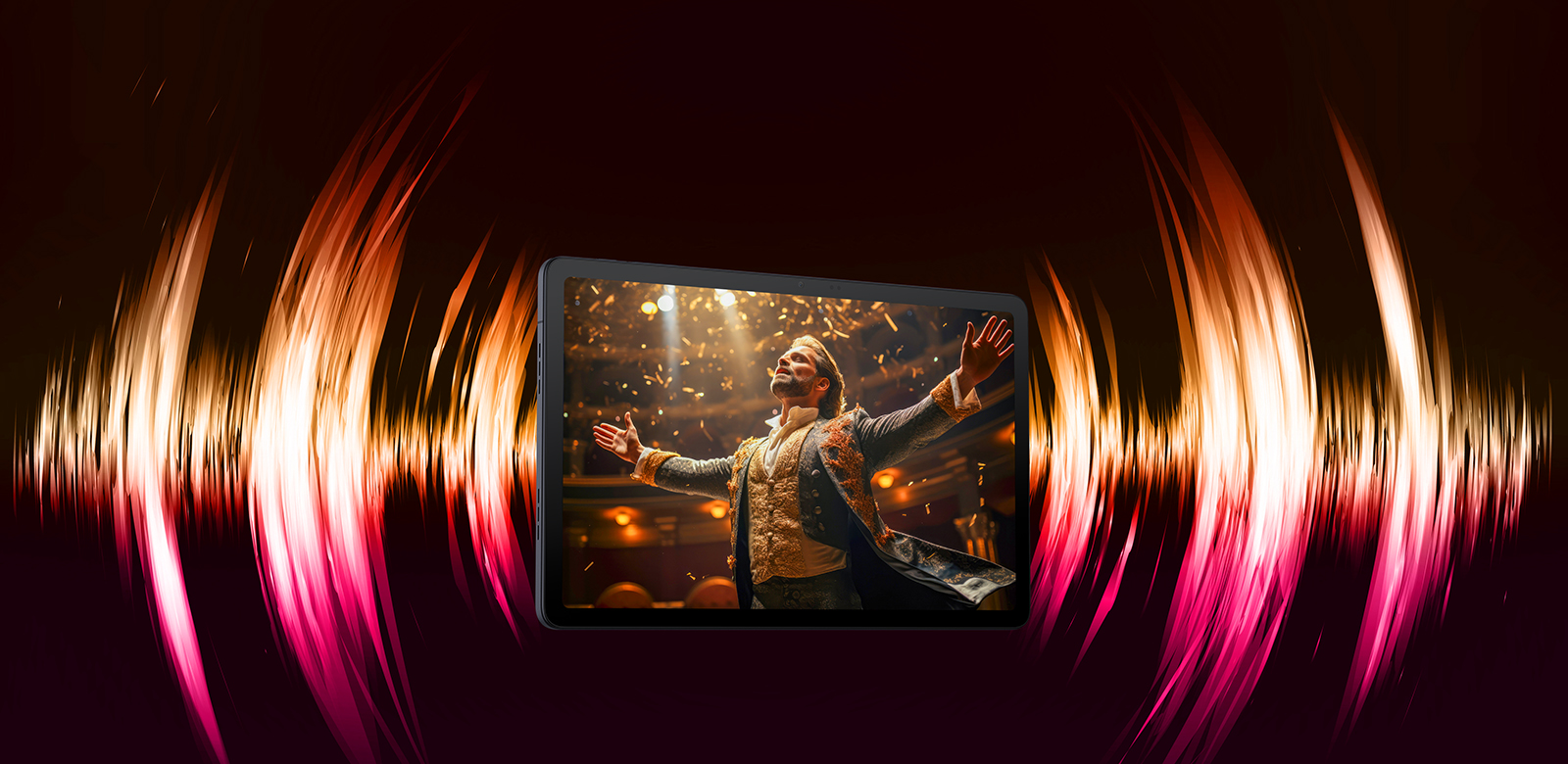 video with sound waves eminating from tablet